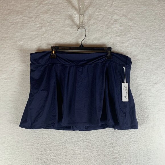 Anne‎ Cole Banded Swim Skirt Women's 22W Navy Blue Nylon Stretch Pull-On S9869 - Picture 1 of 10